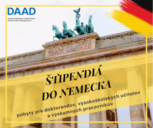 Read more about the article [ŠTIPENDIUM] Štipendiá DAAD do Nemecka pre doktorandov, postdoktorandov, VŠ učiteľov a výskumníkov – uzávierka 16.1.2023